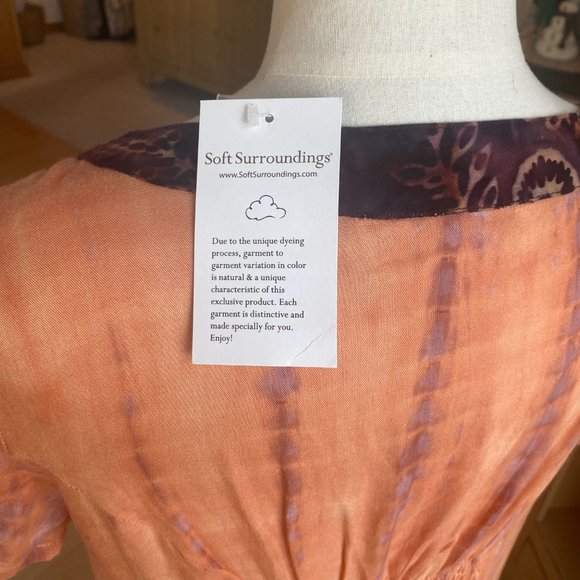 NWT-Soft Surroundings Sunset Bali Maxi Dress Boho Tie Dye Tropical Watercolor-PL - Picture 6 of 13